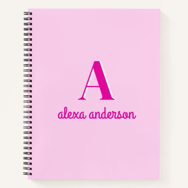 Hot Pink Retro Dolly Monogram Notebook (Front)