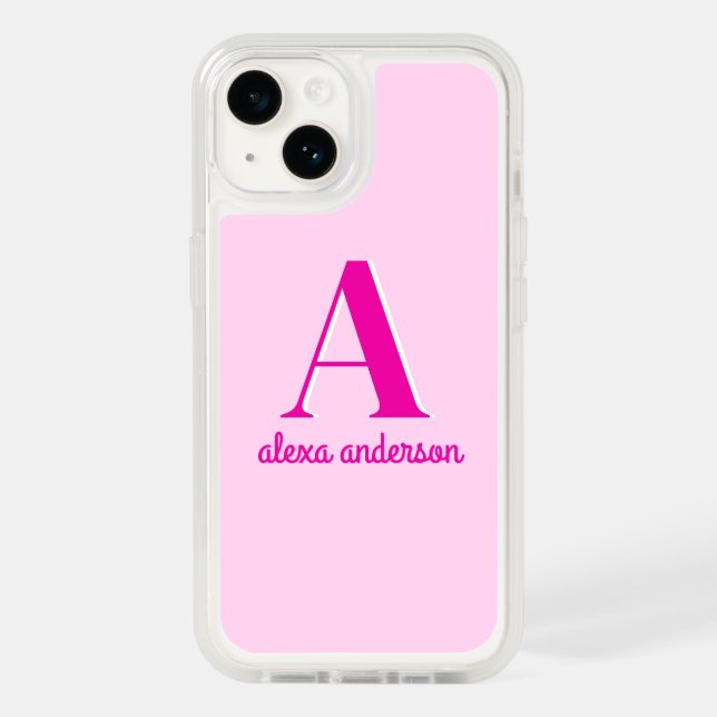 Hot Pink Retro Dolly Monogram Otterbox iPhone Case (Back)