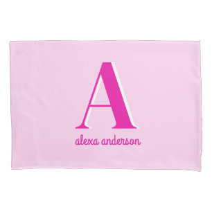 Hot Pink Retro Dolly Monogram Pillow Case