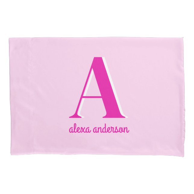 Hot Pink Retro Dolly Monogram Pillow Case (Front)
