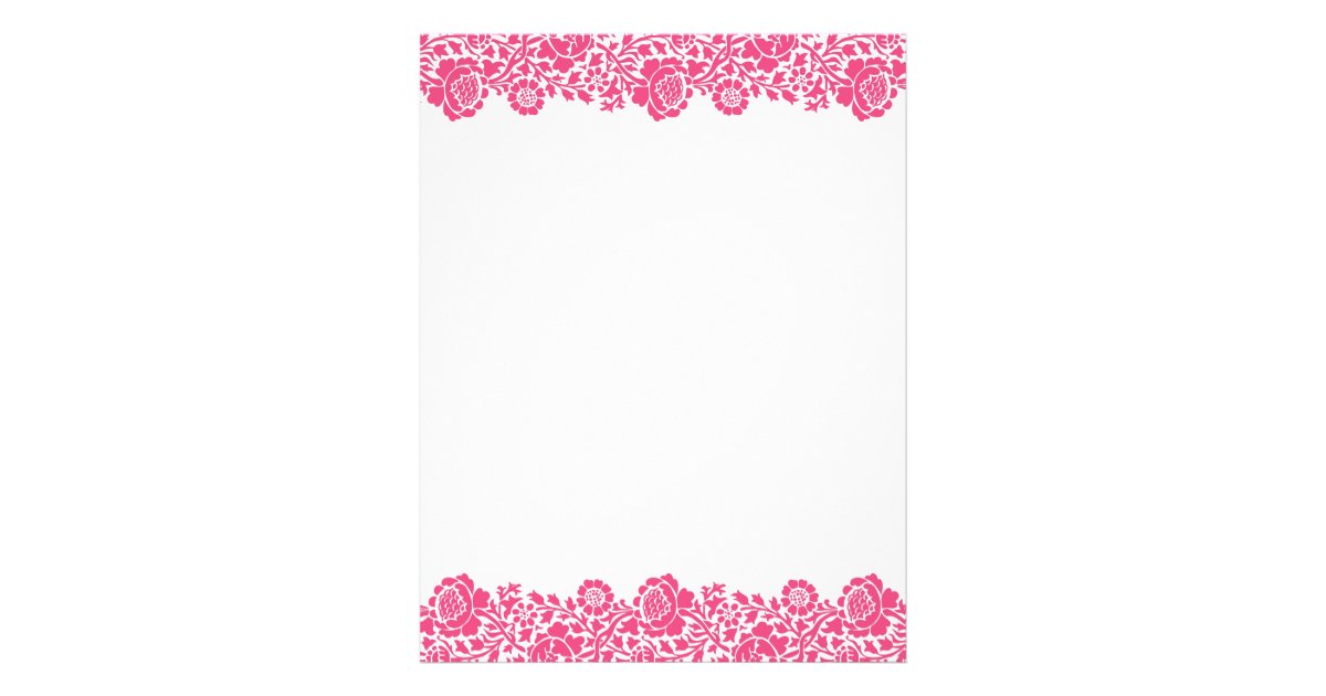 pink retro floral damask border letterhead zazzle com create your own letterhead