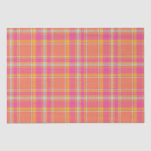 Hot Pink Retro Plaid with Orange and Blue Tissue Paper