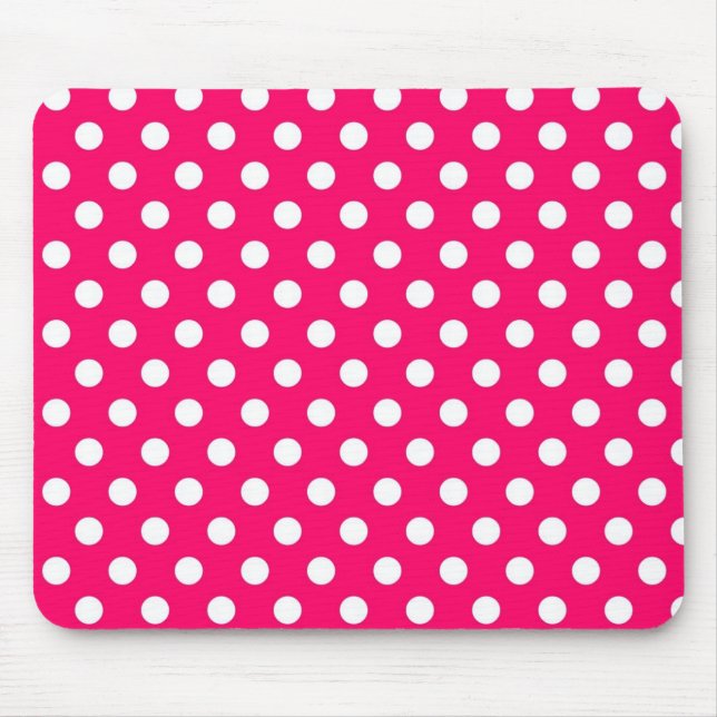 Hot Pink Retro Polka Dots Pattern Mousepad (Front)