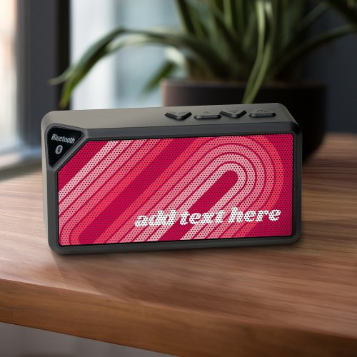 Hot Pink Retro Stripes Arch _ Funky Text in White Bluetooth Speaker