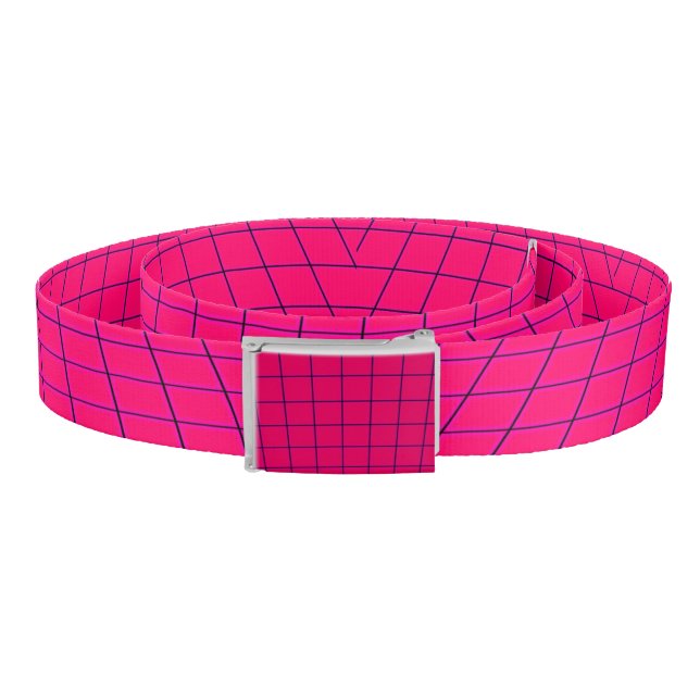 Hot Pink Retrowave Grid Buckle Belt (Coil)