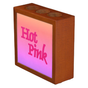 Hot Pink reverse fuchsia back desk organizer