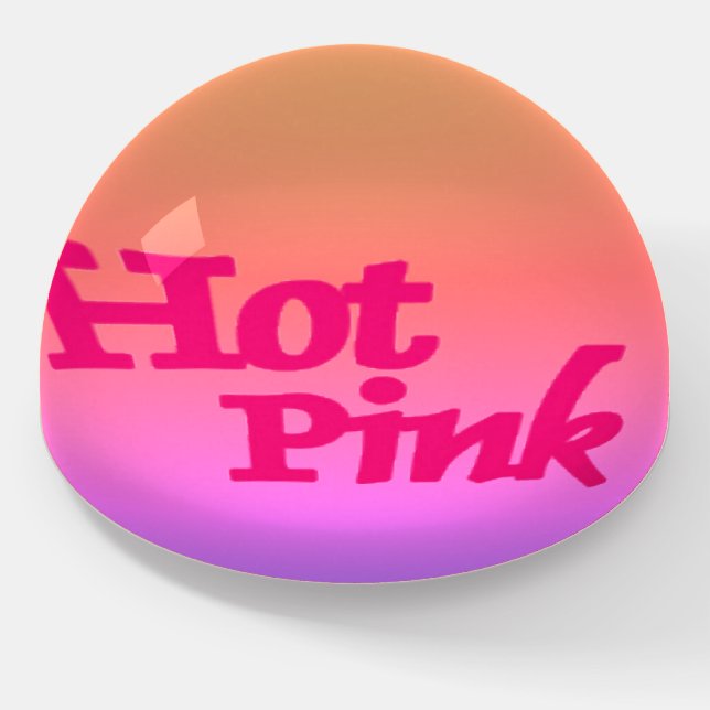 Hot Pink reverse glass dome paperweight (Angled)