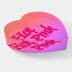 Hot Pink reverse glass heart paperweight
