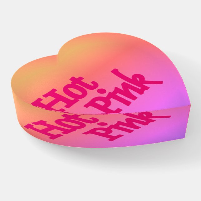 Hot Pink reverse glass heart paperweight (Angled)
