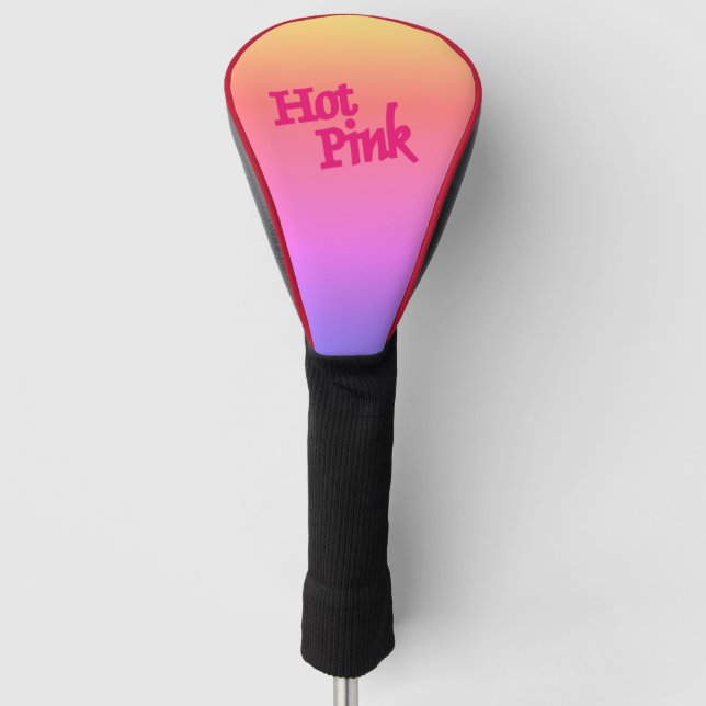 Hot Pink reverse golf club driver head cover (Front)