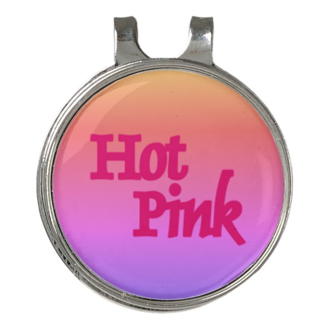 Hot Pink reverse golf hat clip ball marker (Front)