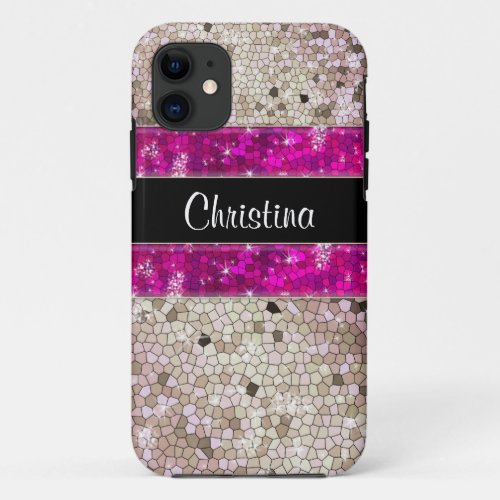 Hot Pink Rhinestone Glitter Bling Diamond Sequins iPhone 11 Case