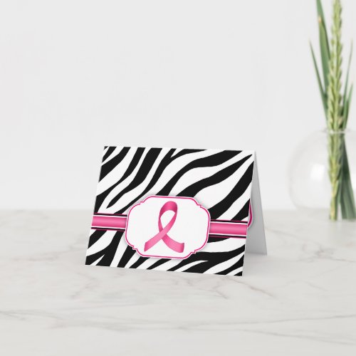 Hot Pink Ribbon custom Zebra Print Thank You Cards
