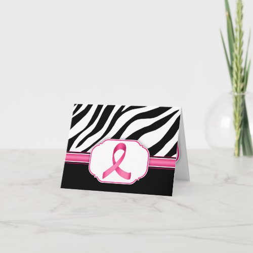 Hot Pink Ribbon custom Zebra Print Thank You Cards