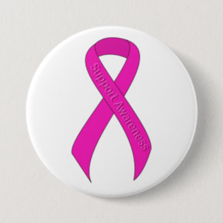 Hot Pink Ribbon Support Awareness Button