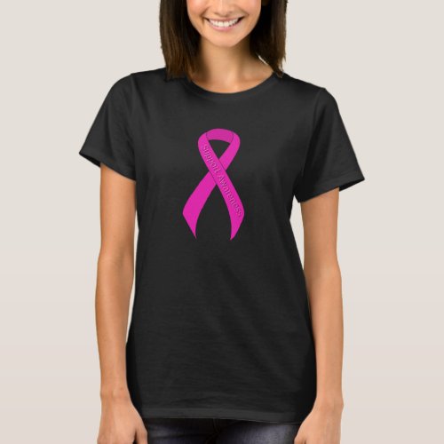 Hot Pink Ribbon Support Awareness T_Shirt