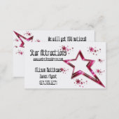 Hot Pink Rising Stars :: Party/Arts/Agent Business Business Card (Front/Back)