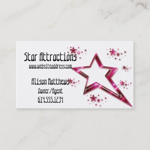 Hot Pink Rising Stars :: Party/Arts/Agent Business Business Cards