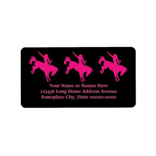 Hot Pink Rodeo Horse Riding Country Cowgirl Art Label (Front)