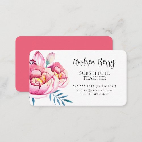 Hot Pink Rose  Business Card