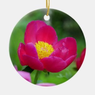 Hot Pink Rose Ceramic Ornament