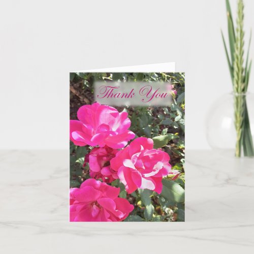 Hot Pink Rose Flower Thank You Card