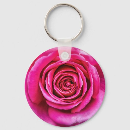 Hot Pink Rose Keychain