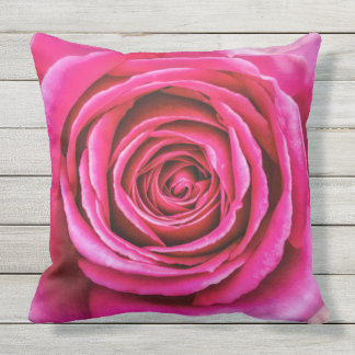 Hot Pink Rose Outdoor Pillow