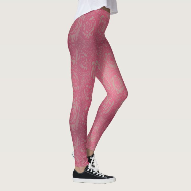 Hot Pink Rose Print Leggings (Right)