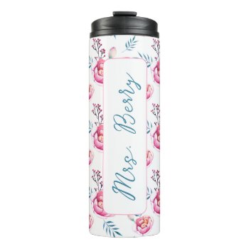 Hot Pink Rose Teacher Thermal Tumbler by lilanab2 at Zazzle