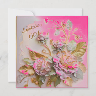 Hot Pink Rosegold Roses 60th Save The Date