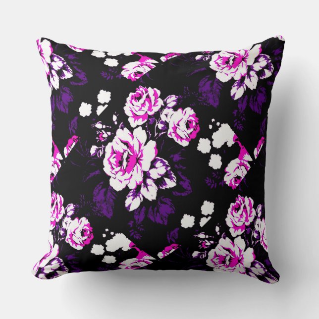 Hot pink roses throw pillow (Front)