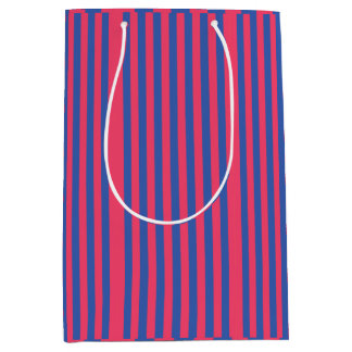 Hot Pink & Royal Blue Bold Vertical Stripes Medium Gift Bag