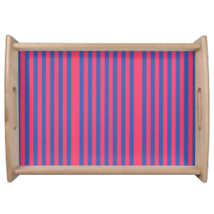 Hot Pink & Royal Blue Bold Vertical Stripes Serving Tray