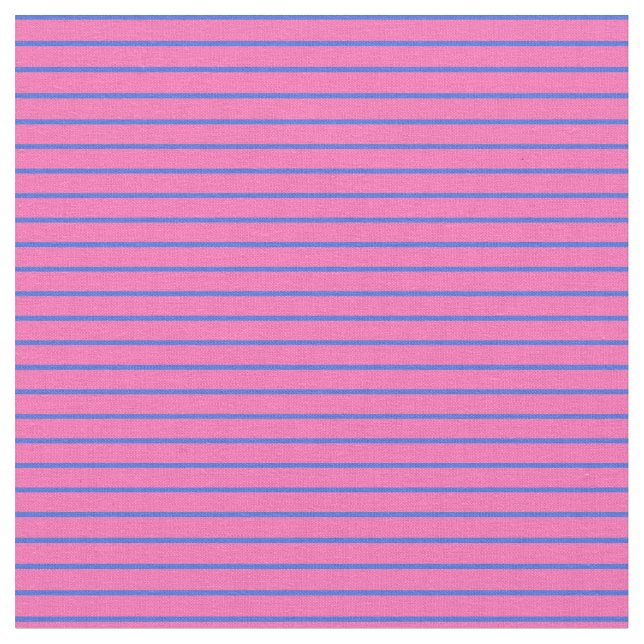 Hot Pink & Royal Blue Pattern of Stripes Fabric (Close Up)