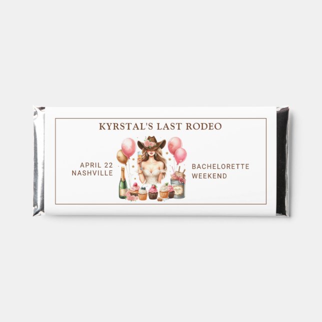 Hot Pink Rustic Bachelorette Bridal Shower Hershey Bar Favors (Front)
