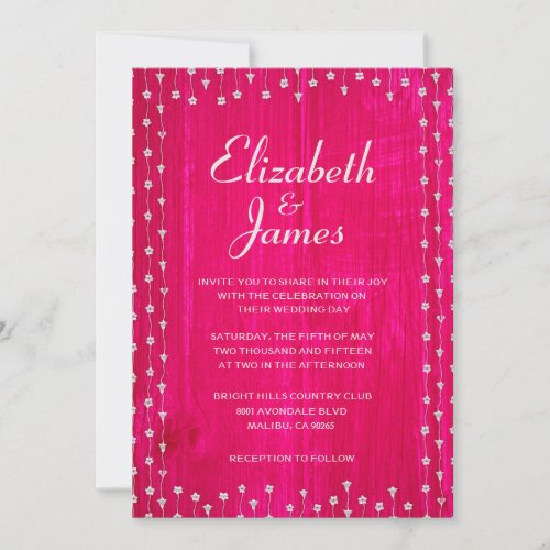 Hot Pink Rustic Barn Wood Wedding Invitations