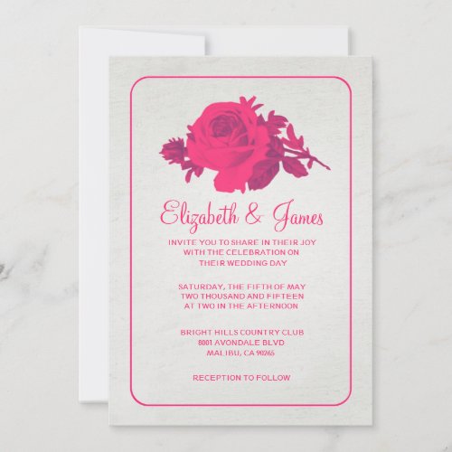 Hot Pink Rustic Floral/Flower Wedding Invitations