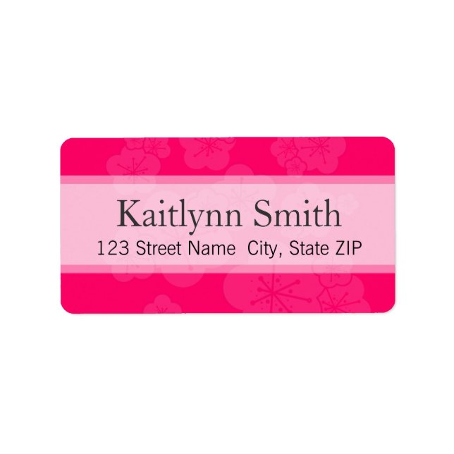Hot Pink Sakura Blossoms Label (Front)