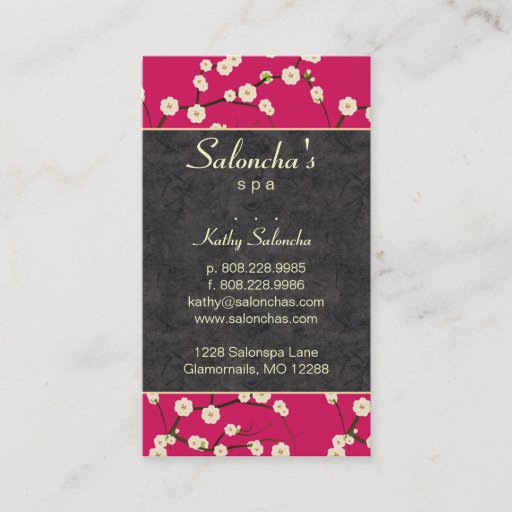 Customizable Hot Pink Salon Business Card spa cherry blossom