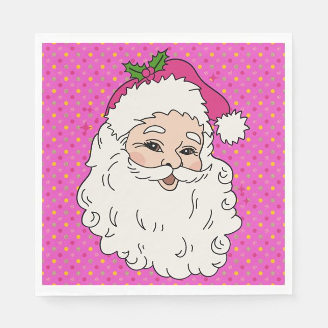 Hot Pink Santa Napkins (Front)