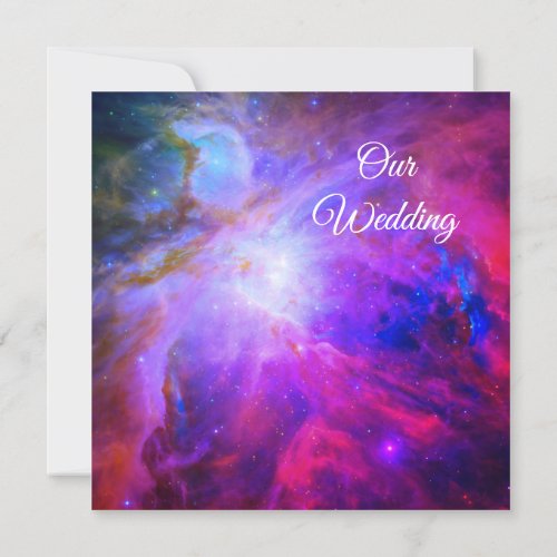 Hot Pink Sapphire Blue Orion Nebula Cosmic Wedding Invitation