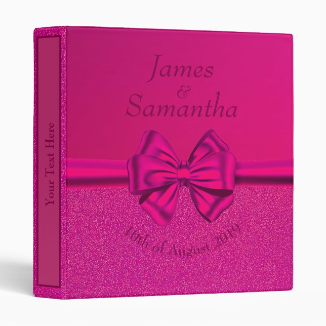Hot Pink Satin Bow – Planner/Photo Album 3 Ring Binder (Front/Spine)
