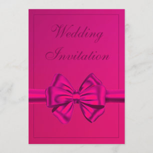 Hot Pink Satin Bow – Wedding Invitation