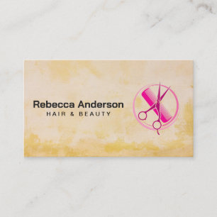 Hot Pink Scissors Comb Logo Hair Stylist Appt Appointment Card