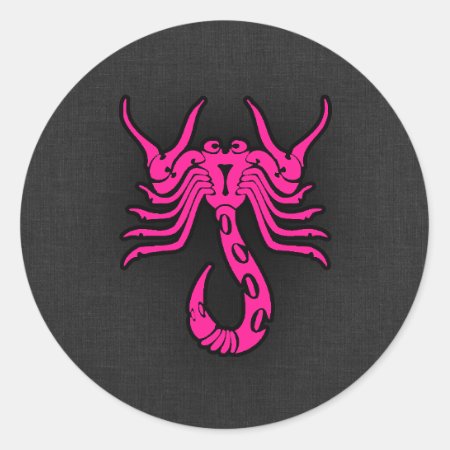 Hot Pink Scorpio Scorpion Zodiac Sign Classic Round Sticker