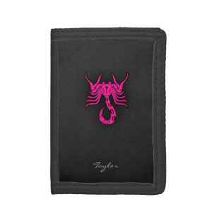 Hot Pink Scorpio Scorpion Zodiac Sign Tri-fold Wallet