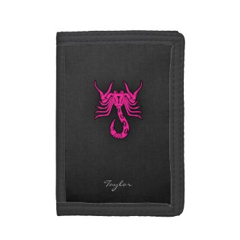 Hot Pink Scorpio Scorpion Zodiac Sign Tri-fold Wallet by ColorStock at Zazzle
