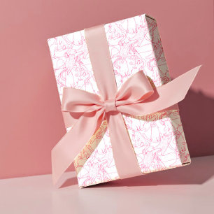 Hot Pink Scribble Cats – modern cute Pattern Wrapping Paper