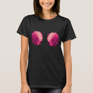 Hot Pink Sea Shell Mermaid Bra Halloween Costume T-Shirt
